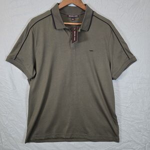 NWT Michael Kors Mens Polo Shirt Size L Olive Green $89 MSRP Embroidered Logo